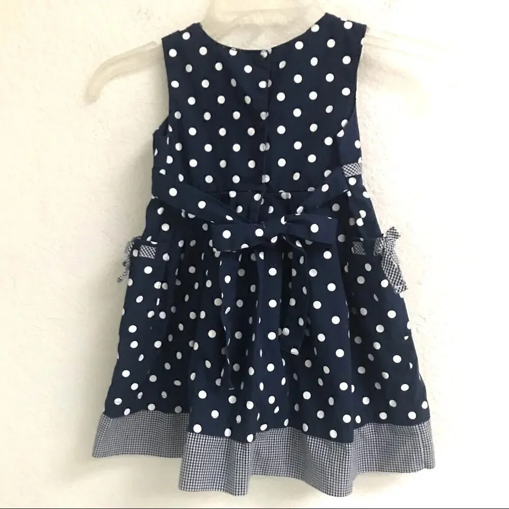 Blueberi Boulevard navy polkadot & sunflower sundress 4T‎